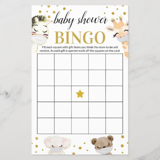 Baby shower Game Bingo Kaart (Voorkant)