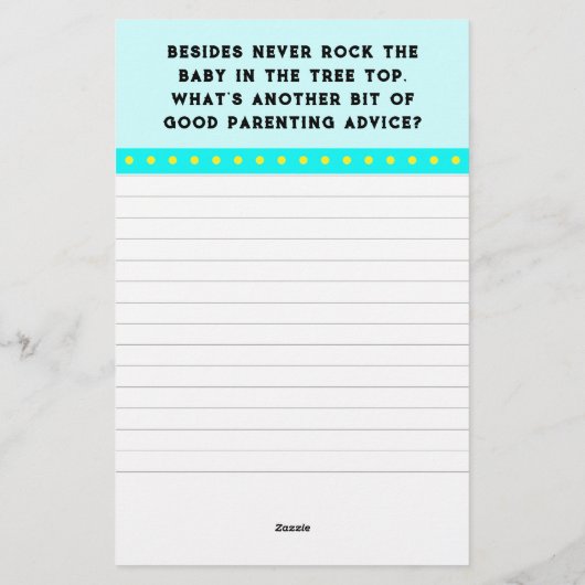 Baby shower game briefpapier (Achterkant)