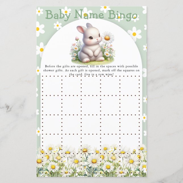 Baby shower Game Bunny Geslacht Neutraal Baby Bing (Voorkant)