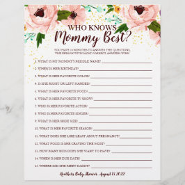 Baby shower Game die mama Confetti Floral kent