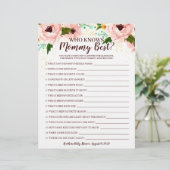 Baby shower Game die mama Confetti Floral kent (Staand voorkant)