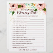 Baby shower Game die mama Confetti Floral kent (Voorkant / Achterkant)