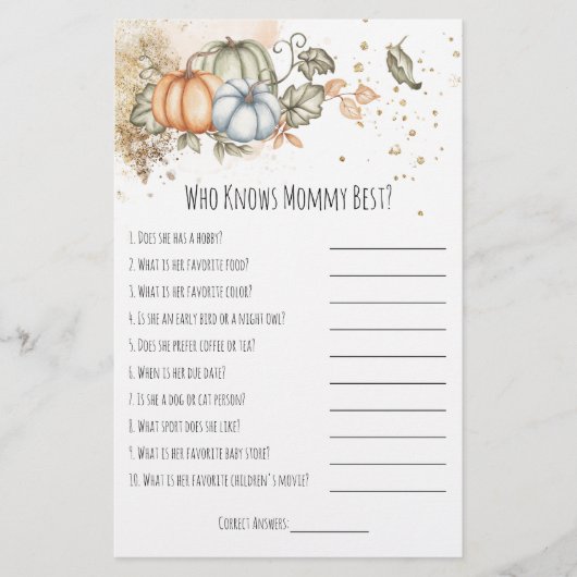 Baby shower Game die mama het beste kent Flyer (Voorkant)