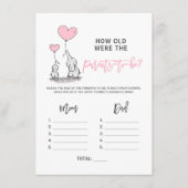 BABY SHOWER GAME Elephant - Hoe oud Ouderen Foto Informatiekaartje (Voorkant)