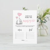 BABY SHOWER GAME Elephant - Hoe oud Ouderen Foto Informatiekaartje (Staand voorkant)