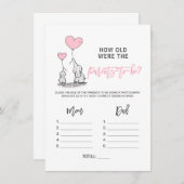 BABY SHOWER GAME Elephant - Hoe oud Ouderen Foto Informatiekaartje (Voorkant / Achterkant)