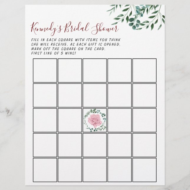 Baby shower Game Eucalyptus 2 Sided (Achterkant)