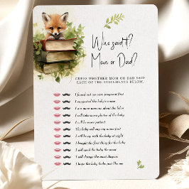 Baby shower Game Fox Wie heeft het gezegd? Mam of  Kaart