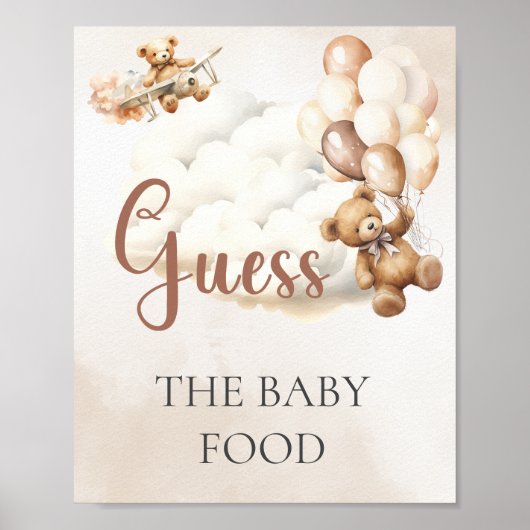 Baby shower Game GUESS DE BABY FOOD Beer Ballonnen Poster (Voorkant)