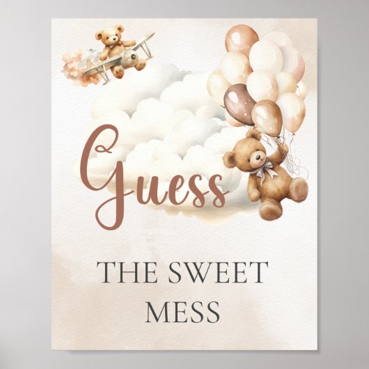 Baby shower Game GUESS DE ZOETE ROMMEL Beer Ballon Poster (Voorkant)