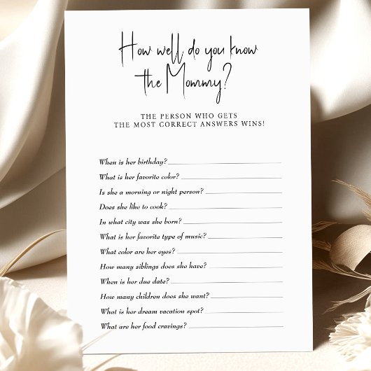 Baby shower Game Hoe goed ken je mama?
