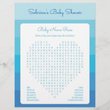 Baby shower game in Blue Ombre Stripes