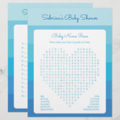 Baby shower game in Blue Ombre Stripes (Voorkant / Achterkant)