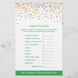 Baby shower game in Confetti Thema