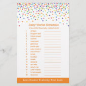 Baby shower game in Confetti Thema (Achterkant)