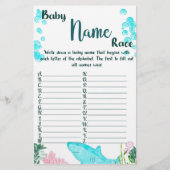 Baby shower Game Kaart Baby Naam Race (Voorkant)