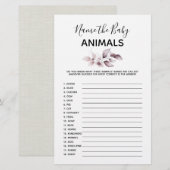 Baby shower game - noem de naam van de babydieren (Voorkant / Achterkant)