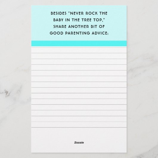 Baby shower Game Ouder Advies Briefpapier (Achterkant)