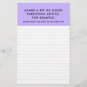 Baby shower game Ouderschap Advice Flyer (Achterkant)