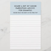 Baby shower game Ouderschap Advice Flyer (Achterkant)