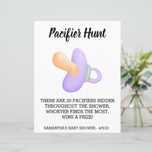 Baby shower Game Pacifier-jacht (Staand voorkant)