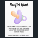Baby shower Game Pacifier-jacht<br><div class="desc">Dit ontwerp kan op het gebied worden gepersonaliseerd dat door de foto en/of tekst te veranderen wordt verstrekt. Of het kan worden aangepast door te klikken deze Sjabloon personaliseert en dan de klik te kiezen om verdere optie aan te passen en de kleur van de achtergrond te schrappen of te...</div>