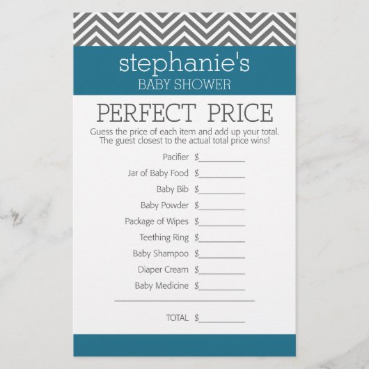 Baby shower game - Perfecte juiste prijs (Voorkant)