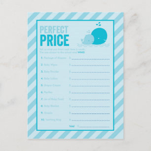 baby shower game - Perfecte prijs - Blauwe walvis Uitnodiging Briefkaart