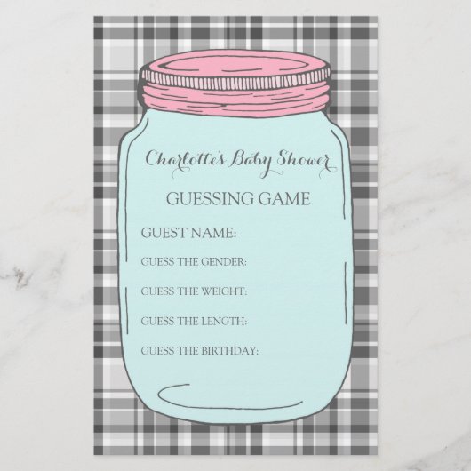 Baby shower Game Pink Blue Mason Jar (Voorkant)