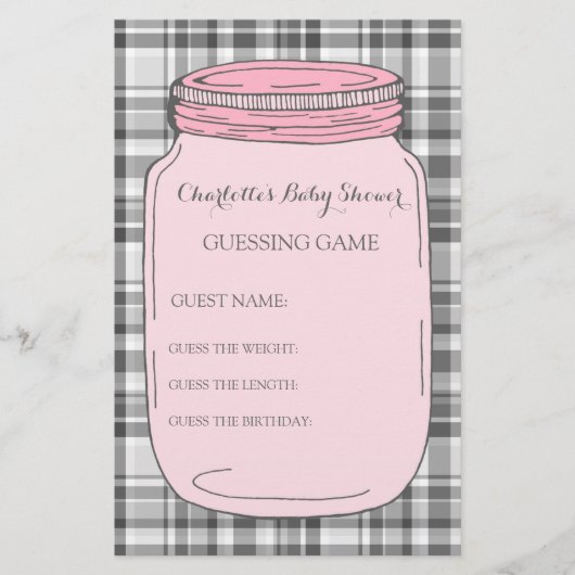 Baby shower Game Pink Mason Jar (Voorkant)