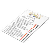 Baby shower game Raad eens wie speelgoed goud heef Notitieblok (Schuin)