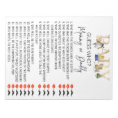 Baby shower game Raad eens wie speelgoed goud heef Notitieblok (Voorkant)