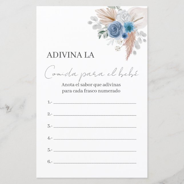 Baby shower Game Raad het Voedsel (Voorkant)