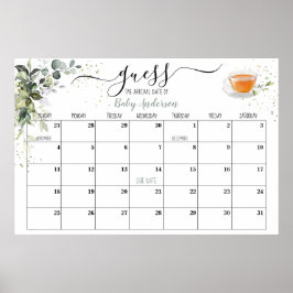 Baby shower game Raad Vervaldatum Poster agenda