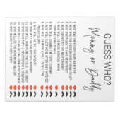 Baby shower Game raad wie neutraal script heeft Notitieblok (Voorkant)