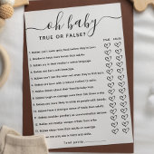Baby shower Game True of False Trivia met antwoord Kaart