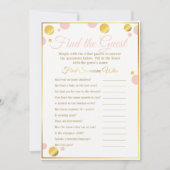 baby shower game "Vind de gast" Roze en goud Kaart (Voorkant)