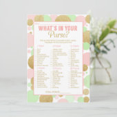 baby shower game Wat zit er in je tas? Kaart (Staand voorkant)