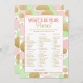 baby shower game Wat zit er in je tas? Kaart (Voorkant / Achterkant)