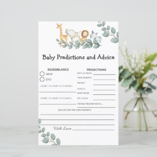 Baby shower Game Wild One Baby Predictions