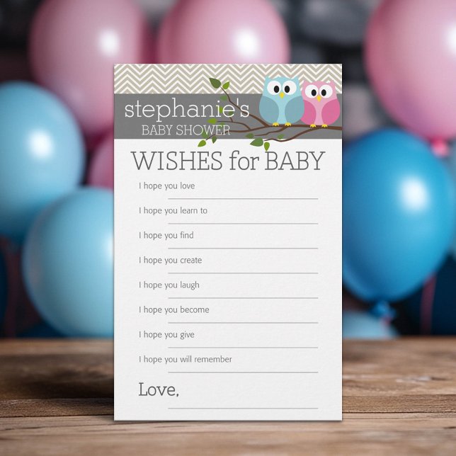 Baby shower Game Wish Woodland Owl (Custom Shower Game)