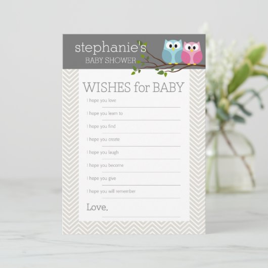 Baby shower Game Wishes Advieskaart (Staand voorkant)