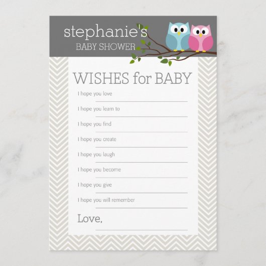 Baby shower Game Wishes Advieskaart (Voorkant)