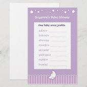 Baby shower game - Word Jumble (Voorkant / Achterkant)