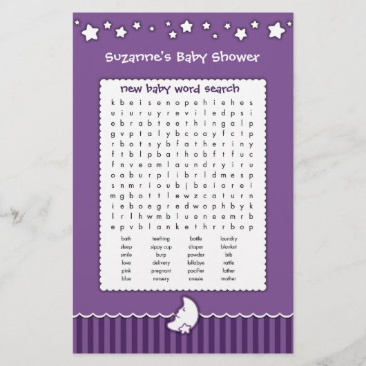 Baby shower game - Word Search (Voorkant)