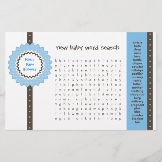Baby shower game - Word Search (Voorkant)
