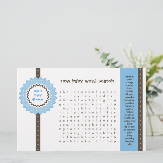 Baby shower game - Word Search (Staand voorkant)