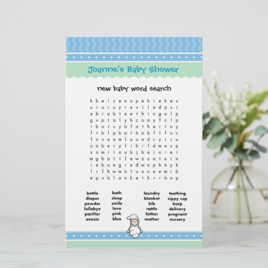 Baby shower game - Word Search (Staand voorkant)