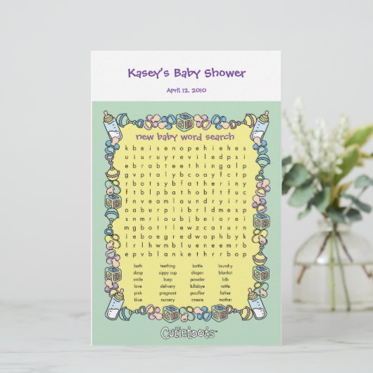 Baby shower game - Word Search (Staand voorkant)