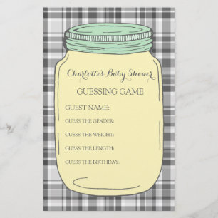 baby shower Game Yellow Mint Mason Jar Briefpapier